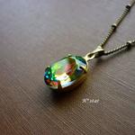 vintage vitrail glass＊*ネックレス。