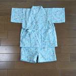 〈期間限定セール第二弾！20%OFF中！〉 90cm 水色ふくろう柄☆ベビー甚平 