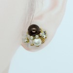 スノーパールとお花のビジューノンホールピアス(樹脂イヤリング)⑦