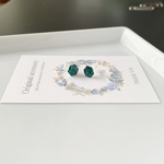 ✤エメラルドカラーのヘキサゴン ひと粒イヤリング