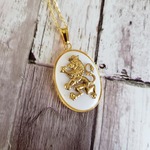 vintage★ロイヤル系ネックレス＜ライオン×ホワイト＞
