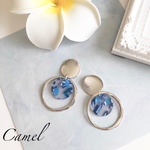 シルバープレート×ブルーマーブルピアス（イヤリング）