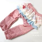 ローズピンクパッチドット柄ふりふりモンキーパンツ90㎝