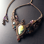 labradorite × rainbow obsidian / bohemian choker necklace #マクラメネックレス#