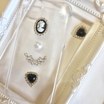 black×kameo    iPhoneケース    アイフォンケース  スマホケース  アンティーク     クリアケース  ハート  パール