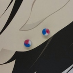 【3098】白L赤青D　3ｍｍ小さいステンレスピアス 