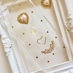 gold heart   アイフォンケース  スマホケース  アンティーク   デコ ハート パール  ハンドメイド 姫系   