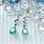翡翠色のコットンパール風レジン ピアス イヤリング
