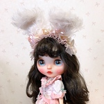 ブライス アウトフィット うさ耳フラワーヘッドドレス ピンク