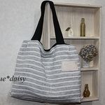 綿麻ボーダーバッグ（送料無料）