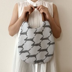 oval bag *⚮* ミナペルホネンファブリック runrunrun light gray *⚮*
