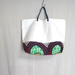 アフリカ布 × キャンバス シンプルトート Yellowぐるぐる柄