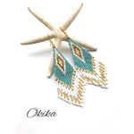  フリンジ ピアス《Turquoise×gold》
