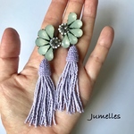 flowers with tussel /  mint green & lavendeqg
