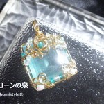 グリーンフローライト・ファセットカットペンダント（ワイヤージュエリー☆ワイヤーアクセサリー☆ワイヤーラッピング天然石ネックレス）