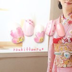 再販5＊成人式 結婚式 花ひらくとき＊ジェルネイルチップ ジェル ネイルチップ ブライダル ウェディング 結婚式 成人式 卒業 ウェディング ブライダル 花柄 和柄 振袖 色打掛 白 ピンク ドット 
