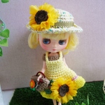 【リクエスト】[ミディブライス 夏待ちひまわり４点セット] アウトフィット Blythe outfit　よしえ屋