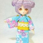 (再販)オビツ11サイズ 女の子 浴衣セット 水色×桜
