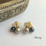 コットンパール  ビジューピアス*ブラック*