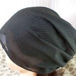 難有 難隠し 31*58 黒絽?  変わり織り キャップ 室内帽子  Hand-made Kimono Cap