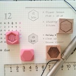 六角 2個セット わく線 メモ 消しゴムはんこ