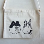 サコッシュ　カバン　犬　いぬ　イヌ　ハスキー　キャラクター　イラスト　ショルダーバッグ　シルクスクリーン