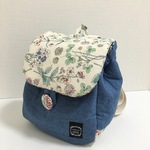 オフホワイト花柄×デニム　ベビーリュック 