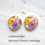 まるい押し花耳かざり（イヤリングorピアス）　その37