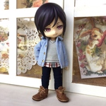 オビツ11サイズ服＊ダンガリーシャツ×タンクトップ×スキニー3点セット