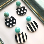 ✯ ターコイズ×ストライプorドットピアス ✯