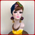 一点もの リバーシブル アフリカン ターバン ヘアターバン ヘアバンド レトロポップ ボヘミアン
