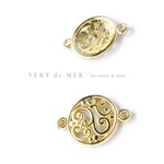 【8個 20×14mm】 ゴールド ラウンド アイビー デザイン コネクター チャーム 