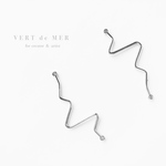 【8個 50×20mm】 シルバー ミックス ウェーブ ロング チャーム