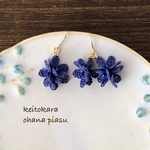 ★再販★紺ネイビーお花ピアス