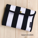 BLACK×WHITE ストライプ 母子手帳ケース 1〜2人用