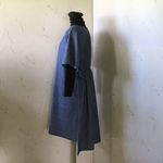 　後ろギャザー半そでかっぽう着（ＭＬ）インディゴダンガリー　着丈108