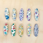 [2個セット] 楕円型 花柄ヘアピン