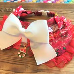 犬・猫の首輪　31～35　cocochanリボンチョーカー　クリスマス・サンタ・リース・レッド・姫