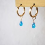 ネオンブルーアパタイトのチューブピアス❤14KGF