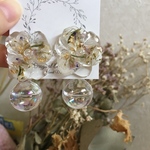 ドライフラワー&クリアなシャボンピアス/イヤリング