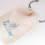 青い鳥刺繍＊巾着袋