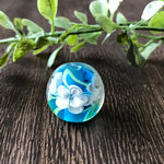 とんぼ玉 15㎜ 1個 水中花/da595 ガラスビーズ ライトブルー アクセサリー 