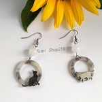 猫とジェイドのピアス/イヤリング