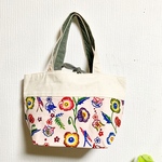 【送料無料】手染め紅型/芥子の花とツバメのトートバッグ/コットンリネンキャンバス生地