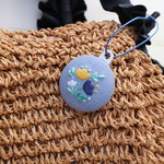 バッグチャーム チューリップ  青 刺繍