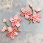 2枚セット   刺繍 　桜　さくら　お花パーツ  　アイロンワッペン　ピアスパーツ