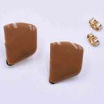 送料無料8個 チタンピアス金具 エポ付き 変形四角形 1カン 15×18mm ゴールド ブラウン mj40