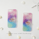 【iphone6/6S】バンカーリング付き♥宇宙 グラデーション スター ラメ キラキラ ソフトケース