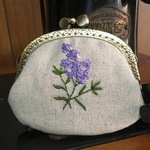 刺繍がま口財布・ラベンダー