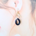 アクリルチェーン（クリア＆ネイビー）♡ピアス・イヤリング♪【K18・K14GF/14kgf対応】